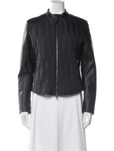 Pre-owned Emporio Armani Leather Biker Jacket In Black