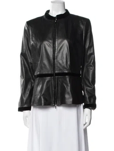Pre-owned Emporio Armani Leather Biker Jacket In Black