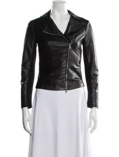 Pre-owned Emporio Armani Leather Biker Jacket In Black