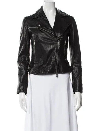 Pre-owned Emporio Armani Leather Biker Jacket In Black