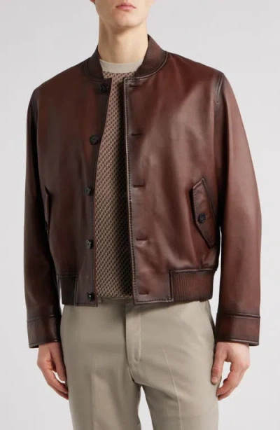EMPORIO ARMANI EMPORIO ARMANI LEATHER BOMBER JACKET
