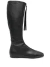 Emporio Armani Leather Boots In 黑色