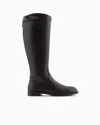 Emporio Armani Leather Boots With Strap And Eagle Plate In Brown