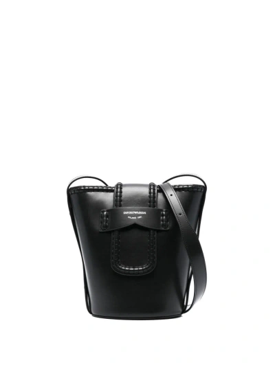 Emporio Armani Leather Bucket Bag In Black