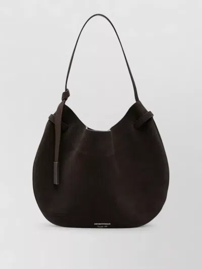 Emporio Armani Leather Bucket Bag Casual Style In Brown