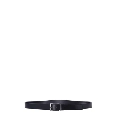 Emporio Armani Logo Engraved Buckle Belt In Black