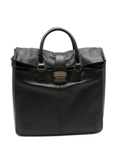 Emporio Armani Leather Buckle-fastening Tote Bag In Blue