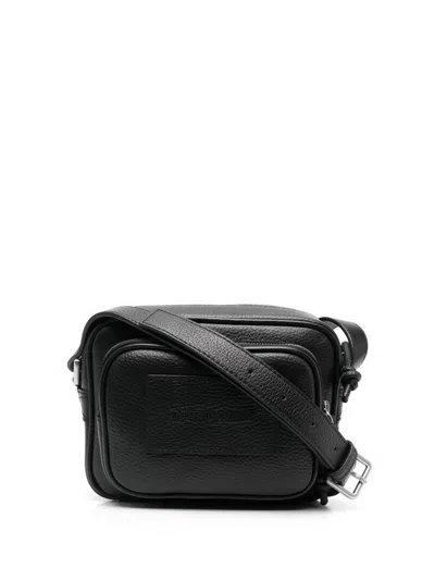 Emporio Armani Leather Camera Bag In Black