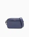 Emporio Armani Leather Camera Case With Shoulder Strap In Purple