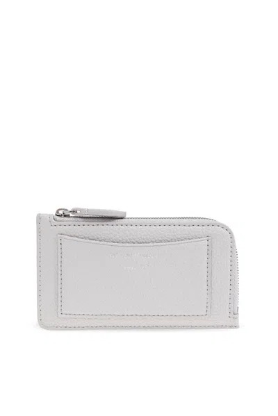 Emporio Armani Leather Card Case In Grey