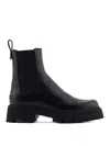 Emporio Armani Leather Chelsea Boots In Black