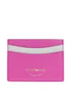 Emporio Armani Leather Colour-block Cardholder In Pink