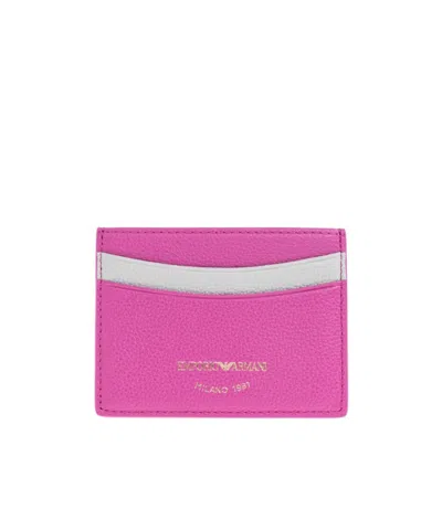 Emporio Armani Leather Colour-block Cardholder In Pink