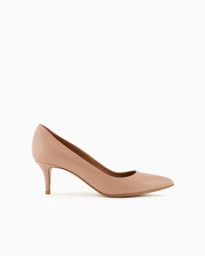 Emporio Armani Leather Court Shoes With Stiletto Heel In Pink