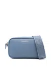 Emporio Armani Leather Cross Body Bag In Blue