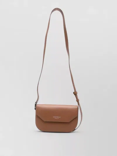 Emporio Armani Leather Crossbody Bag Adjustable Shoulder Strap In Brown