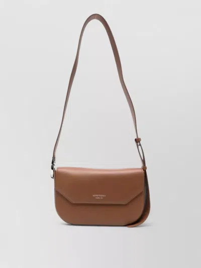 Emporio Armani Leather Crossbody Bag Adjustable Strap Textured In Brown