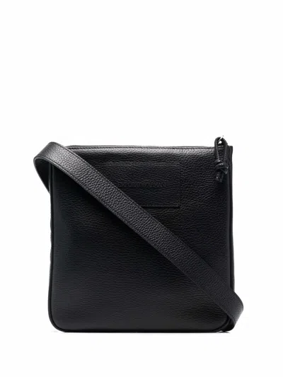 Emporio Armani Leather Crossbody Bag In Black