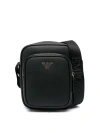 Emporio Armani Leather Crossbody Bag Adjustable Strap In Black