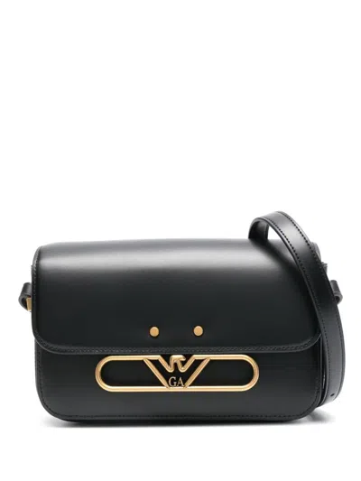 Emporio Armani Leather Crossbody Bag In Black