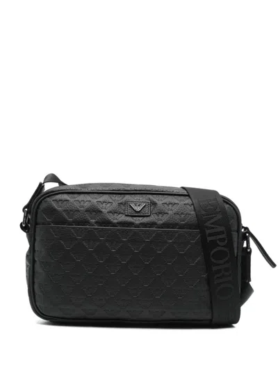 Emporio Armani Leather Crossbody Bag In Black