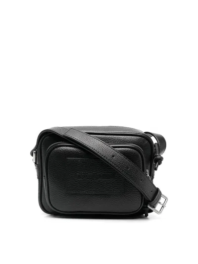 Emporio Armani Leather Crossbody Bag In Black