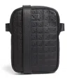 Emporio Armani Leather Eagle Embossing Tech Cross-body Bag In Black