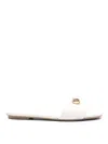 Emporio Armani Leather Flat Sandals In White