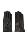 Emporio Armani Stylish Perforated Leather Hand Coverings In Black