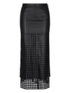 Emporio Armani Polygon Capsule Collection Midi Skirt In Vegetable-tanned Nappa Leather With Laser-cut Perforations In Black