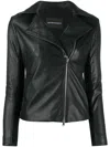 Emporio Armani Long-sleeved Zipped Biker Jacket In Black