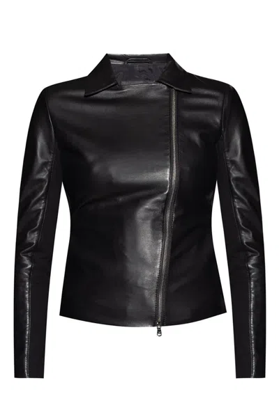 Emporio Armani Zipped Biker Jacket In Black