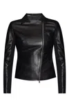Emporio Armani Long-sleeved Zipped Biker Jacket In Black