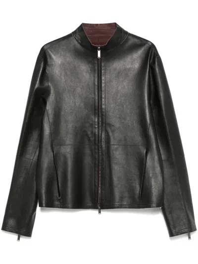 Emporio Armani Leather Jacket In Black