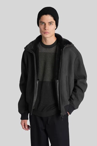 Emporio Armani Leather Jacket In Grey Leather In Gray