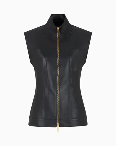 Emporio Armani Leather Jackets In Black