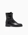 Emporio Armani Leather Lace-up Ankle Boots With Logo Strap In Black