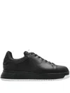 Emporio Armani Leather Sneakers In Black