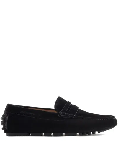 Emporio Armani Leather Loafers In Black