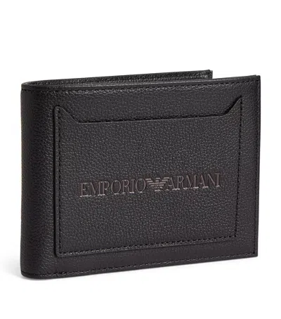 Emporio Armani Leather Logo Bifold Wallet In Brown