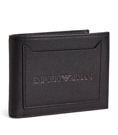 Emporio Armani Leather Logo Bifold Wallet In Black