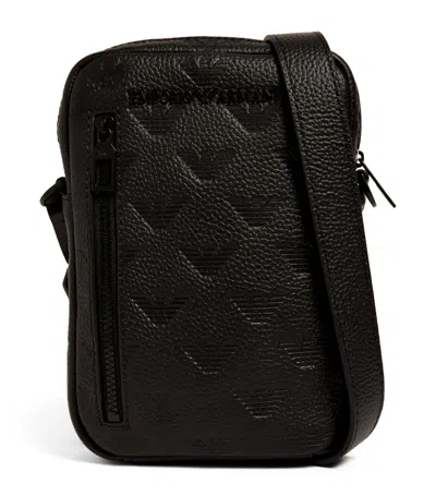 Emporio Armani Leather Logo Cross-body Bag In Black
