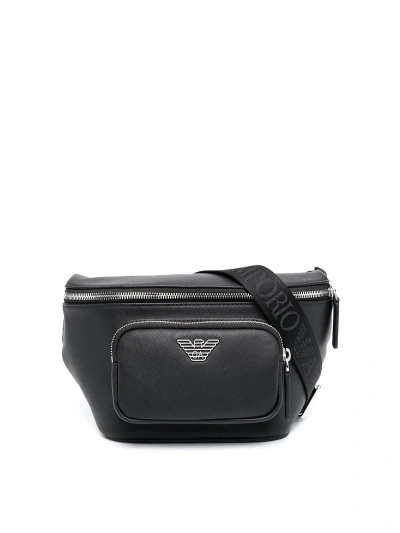 Emporio Armani Leather Logo-plaque Bag In Black