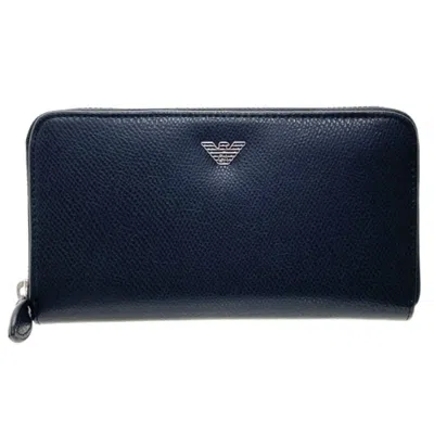 Pre-owned Emporio Armani Leather Long Wallet (bi-fold) () In Black