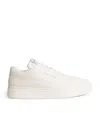 Emporio Armani Leather Sneakers With Side Logo In White