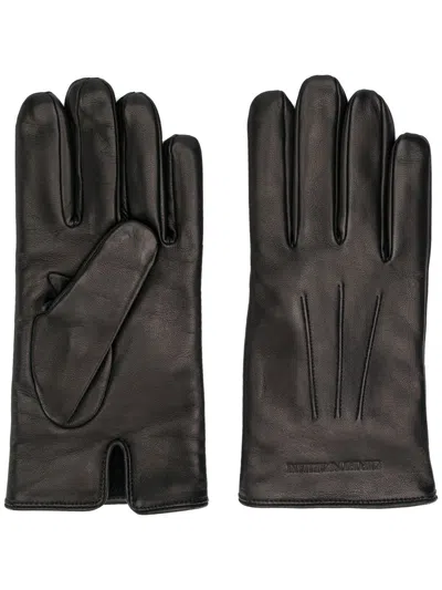 Emporio Armani Leather Man Gloves In Black