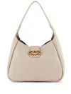 Emporio Armani Leather Medium Hobo Bag In Beige
