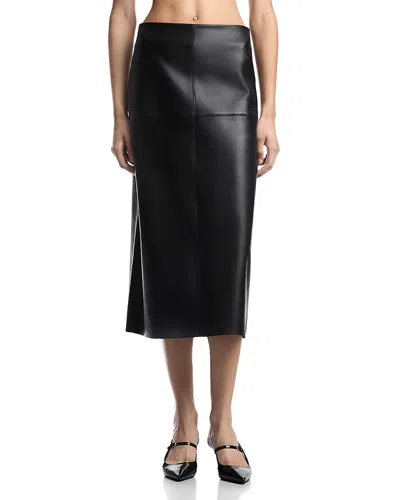Emporio Armani Leather Midi Skirt In Black