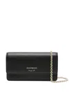 Emporio Armani Wallet On Chain Leather In Black