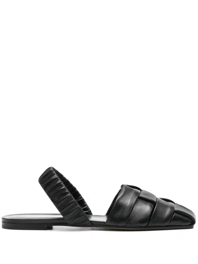 Emporio Armani Leather Mules In Black